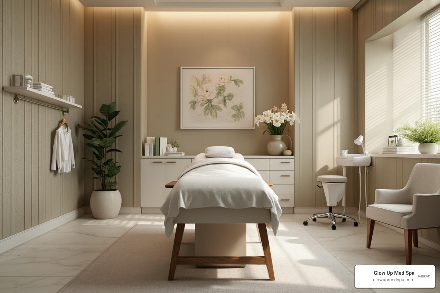 clean and welcoming medical spa treatment room - botox facial injections newport beach