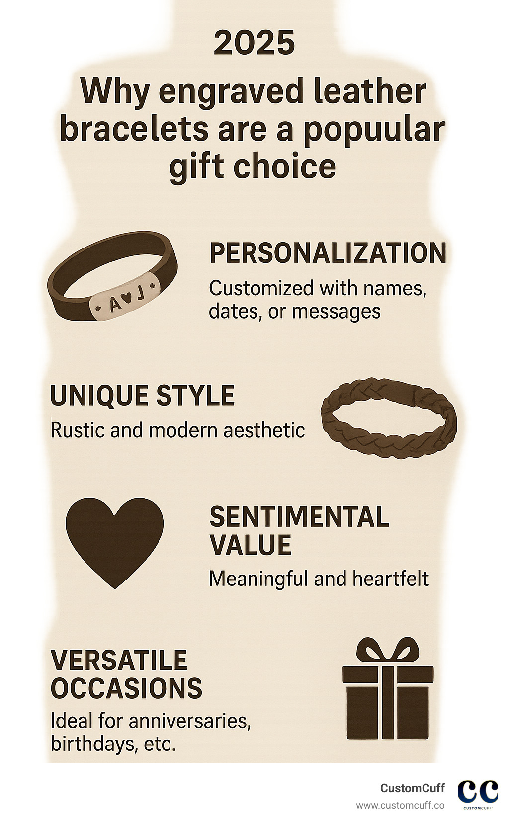 Why engraved leather bracelets are a popular gift choice - engraved leather bracelet infographic Why engraved leather bracelets are a popular gift choice - engraved leather bracelet infographic