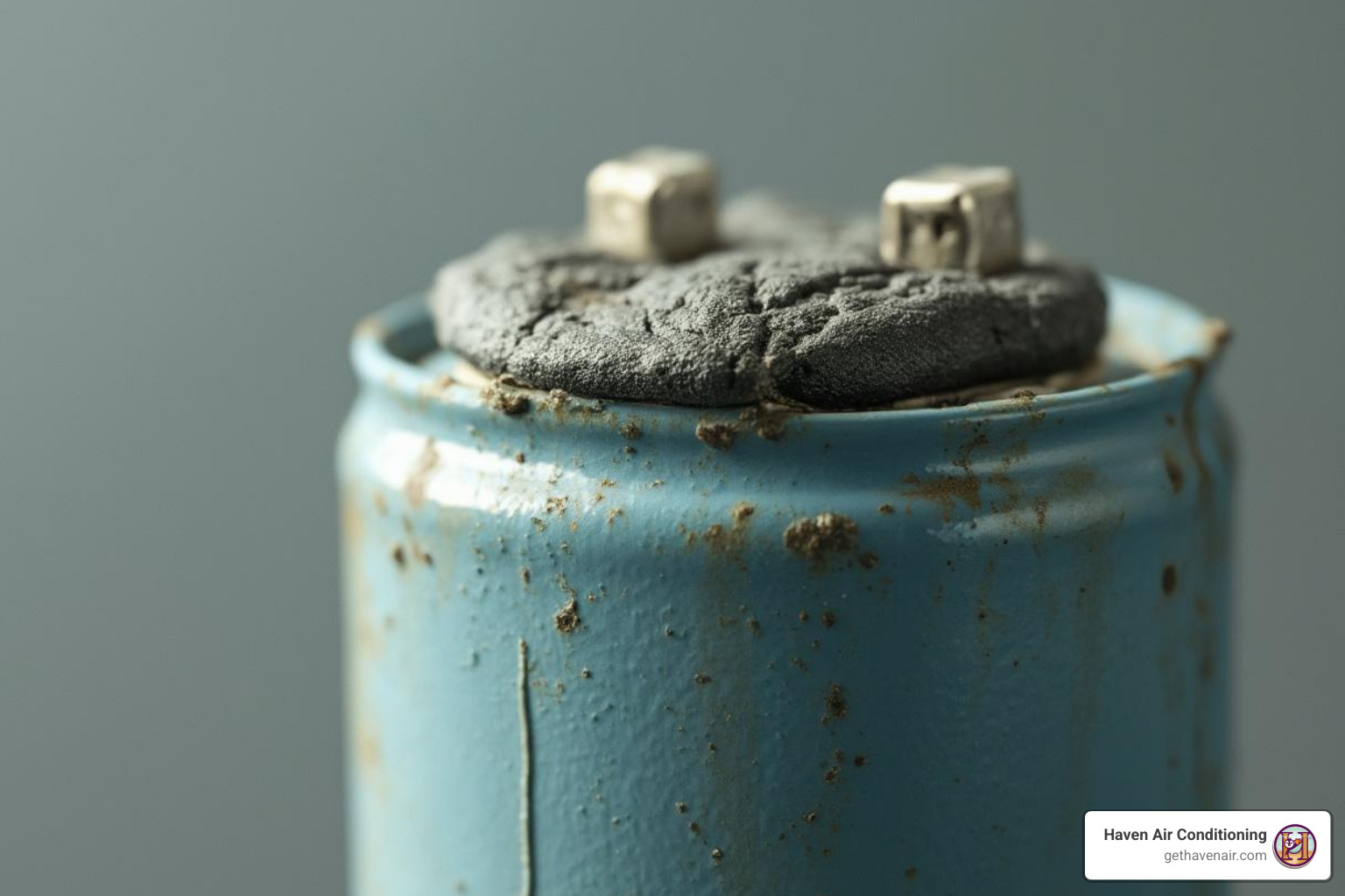 Image of a bulging AC capacitor - AC not cooling, extreme heat, HVAC inspection