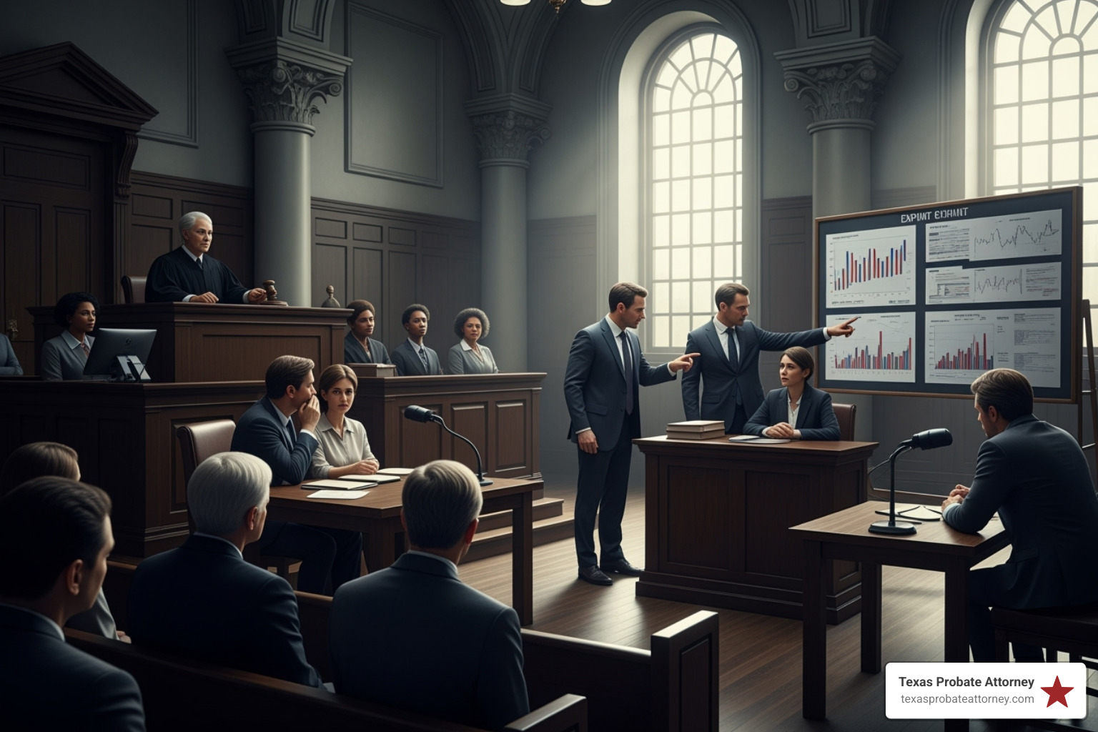 Tense courtroom or meeting setting - austin probate attorney
