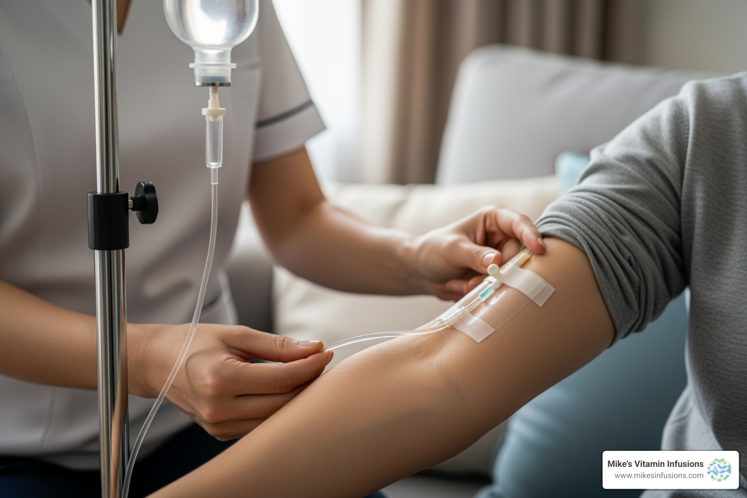person receiving mobile IV drip - IV therapy for dehydration