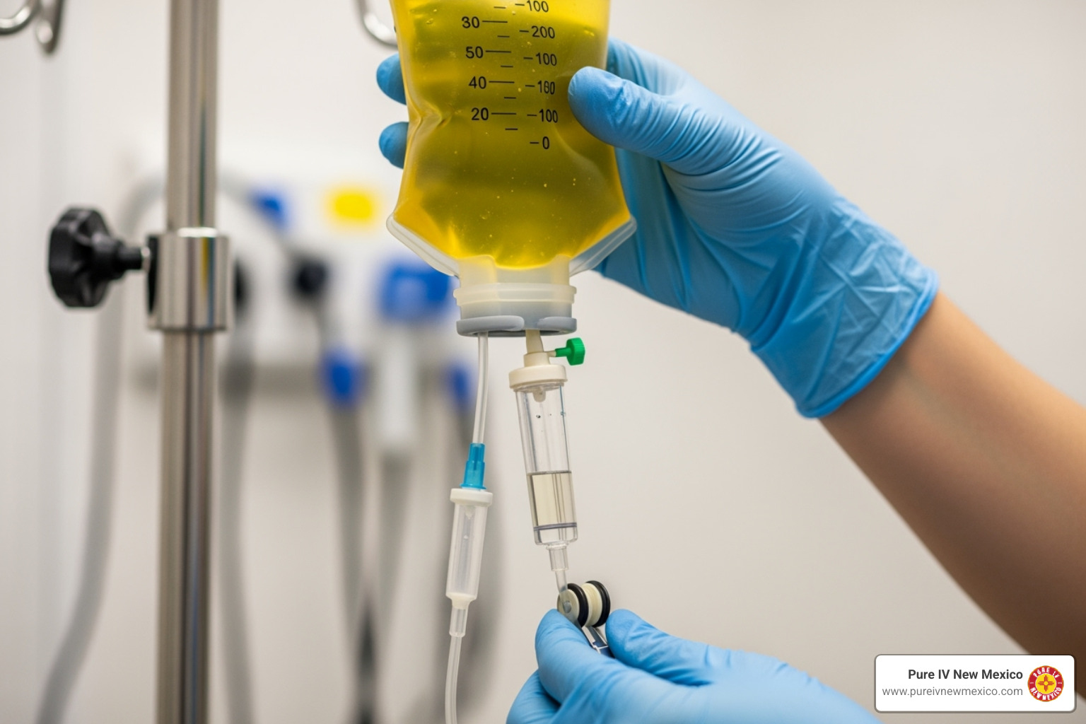 IV bag with vitamins being prepared - vitamin infusion
