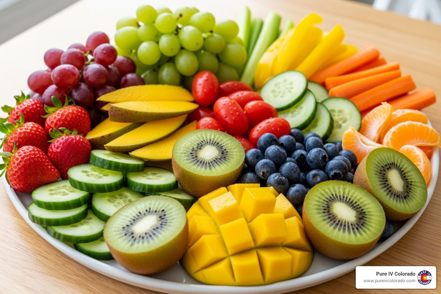 colorful plate of fruits and vegetables - vitamin IV drips