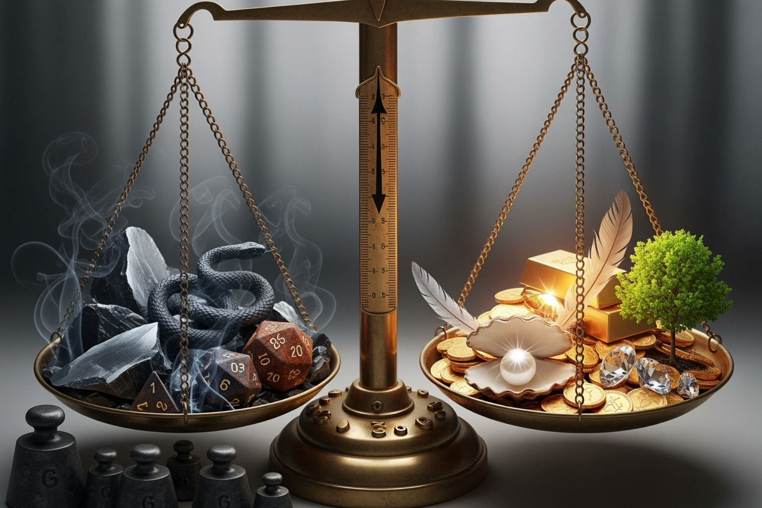 Image of a scale balancing risk and reward - buy backlinks online