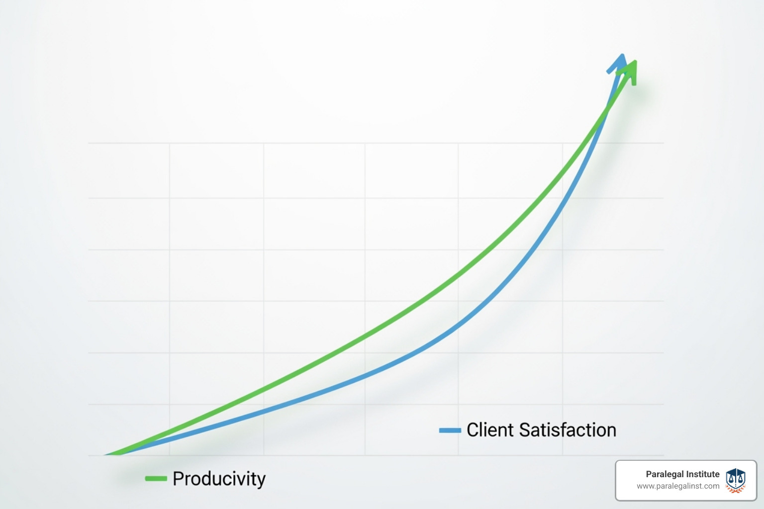 chart showing upward trends in productivity and client satisfaction - paralegal automation