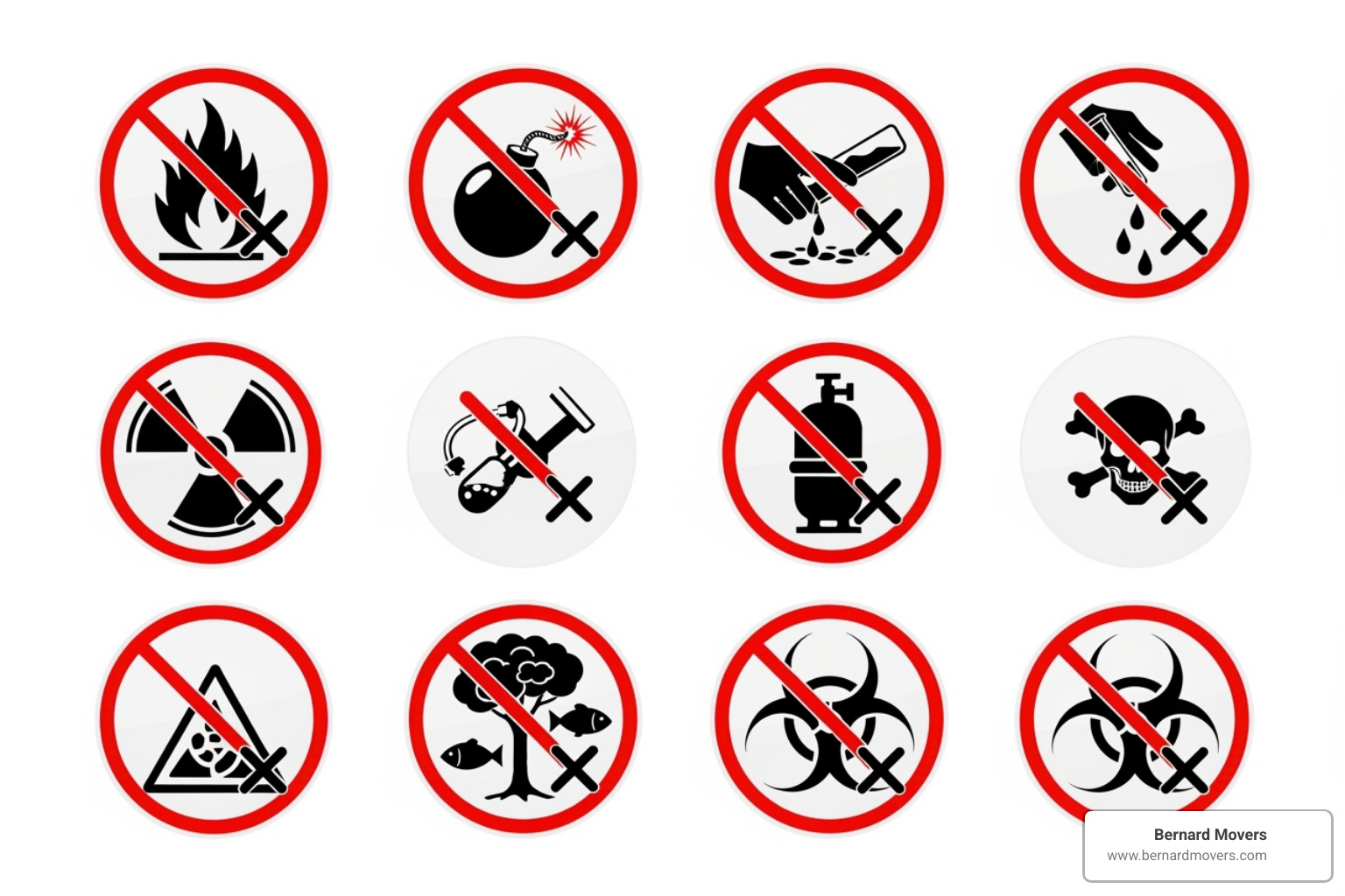 prohibited items symbols - moving boxes out of state