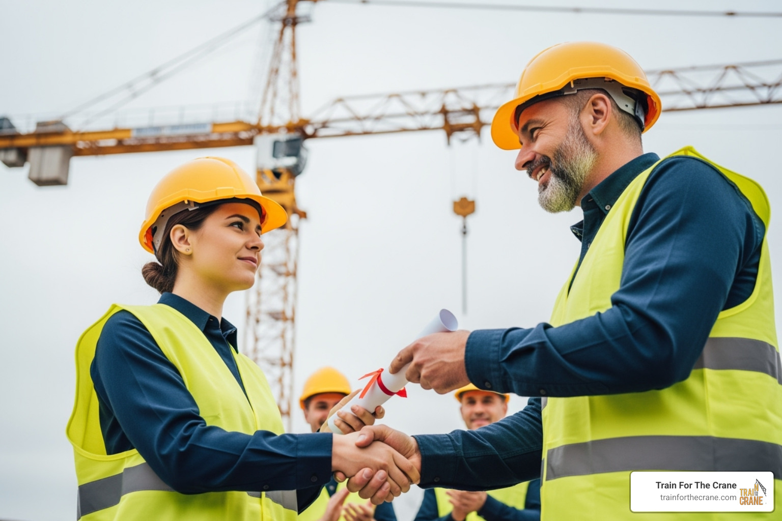 newly certified crane operator receiving their hard hat - nccco test prep