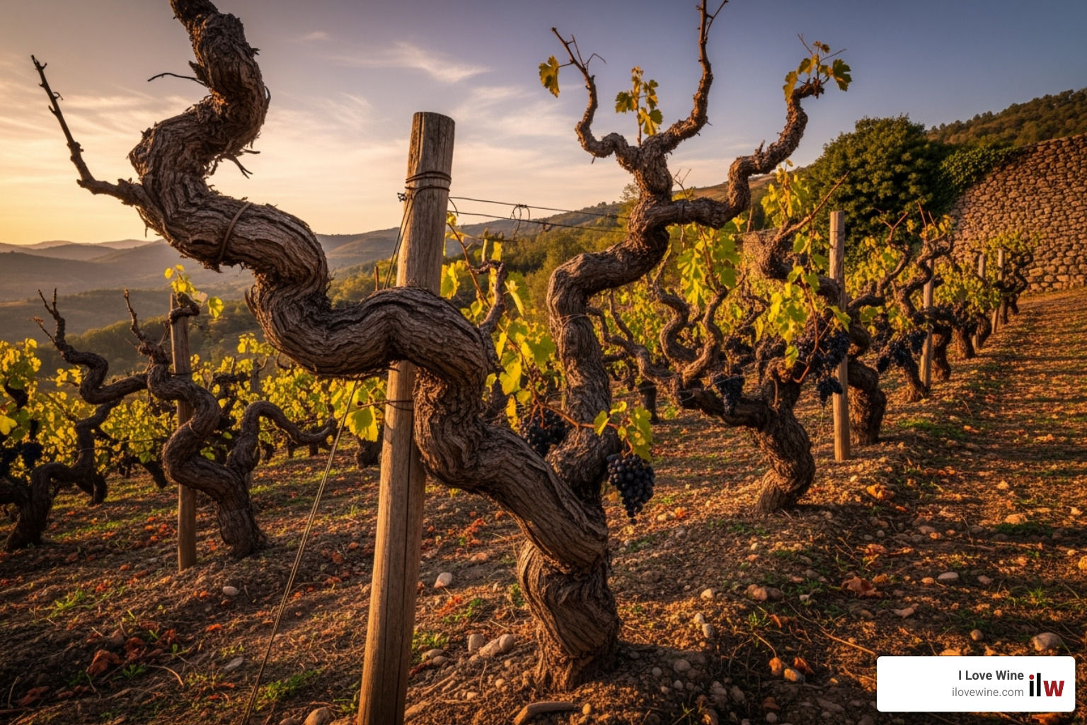 ancient, gnarled vines in a historic vineyard - most famous wineries ancient, gnarled vines in a historic vineyard - most famous wineries