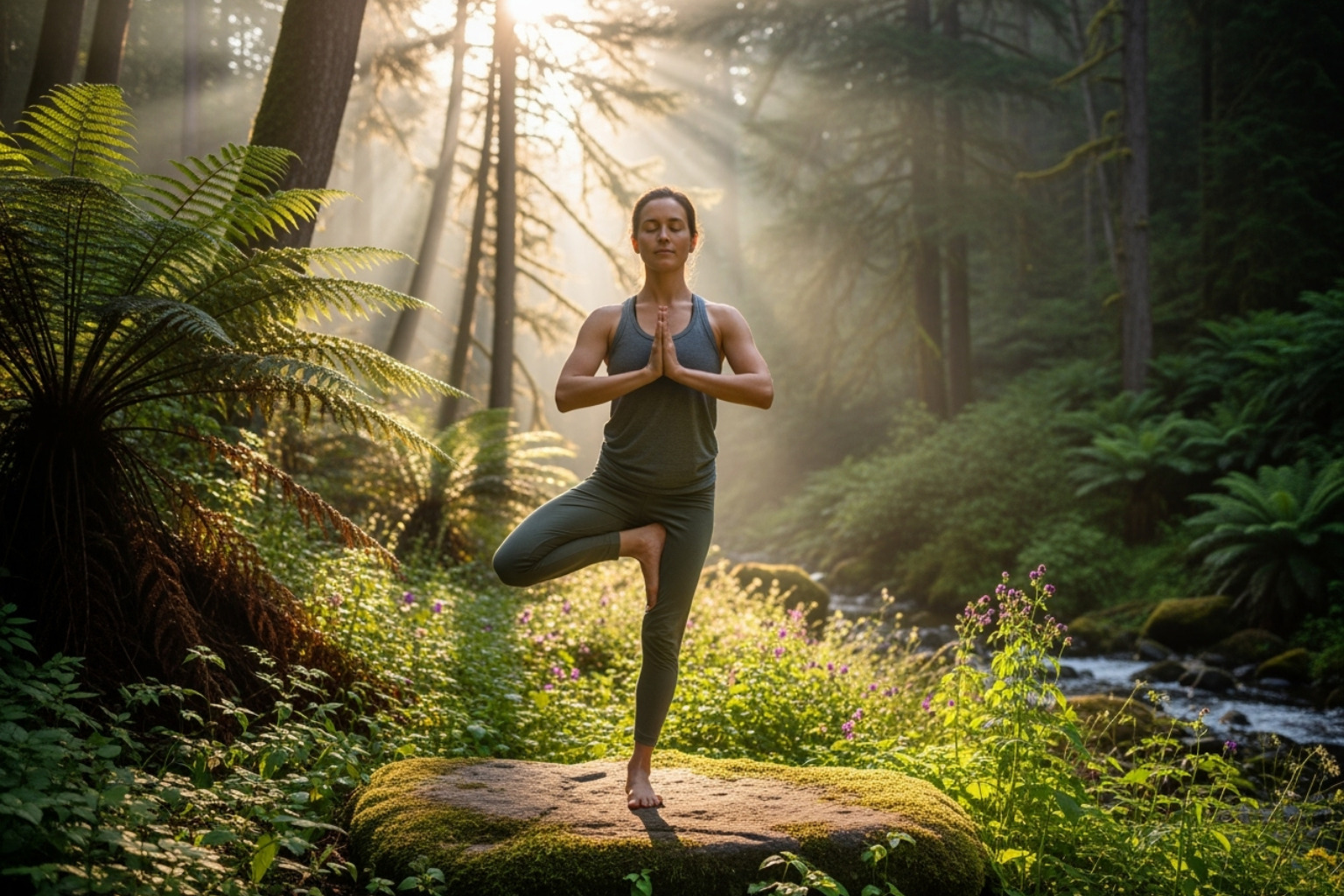 person practicing yoga outdoors - natural anti aging remedies