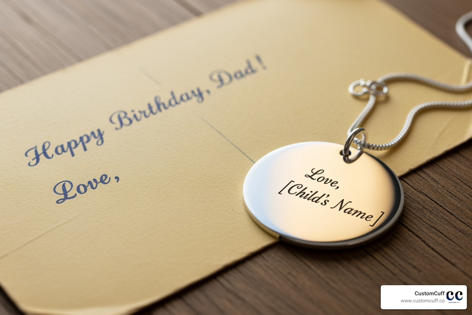 old faded birthday card and crisp engraved pendant - memorial jewellery handwriting old faded birthday card and crisp engraved pendant - memorial jewellery handwriting