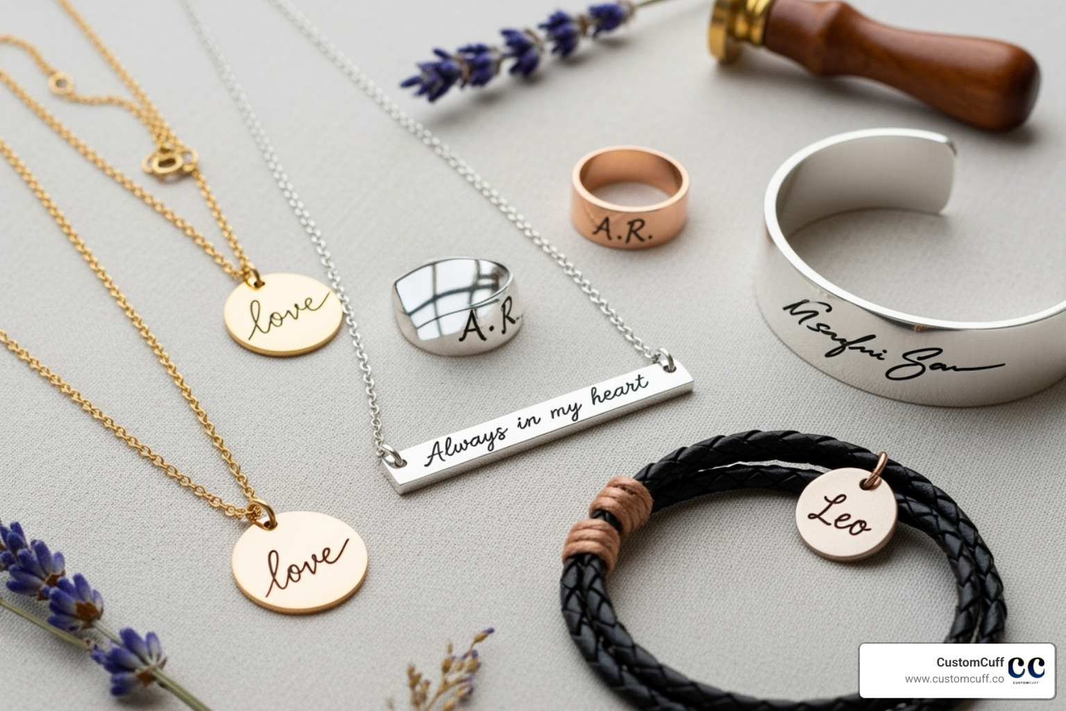 flat lay of various handwriting jewellery styles - memorial jewellery handwriting flat lay of various handwriting jewellery styles - memorial jewellery handwriting