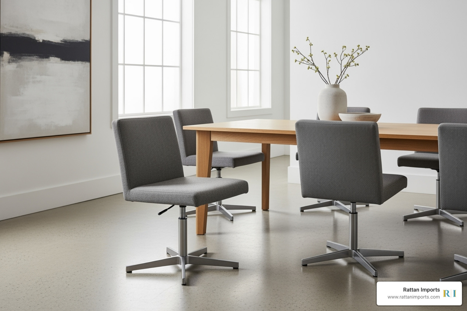 sleek swivel tilt caster chair with metal pedestal base - swivel tilt caster dining chairs