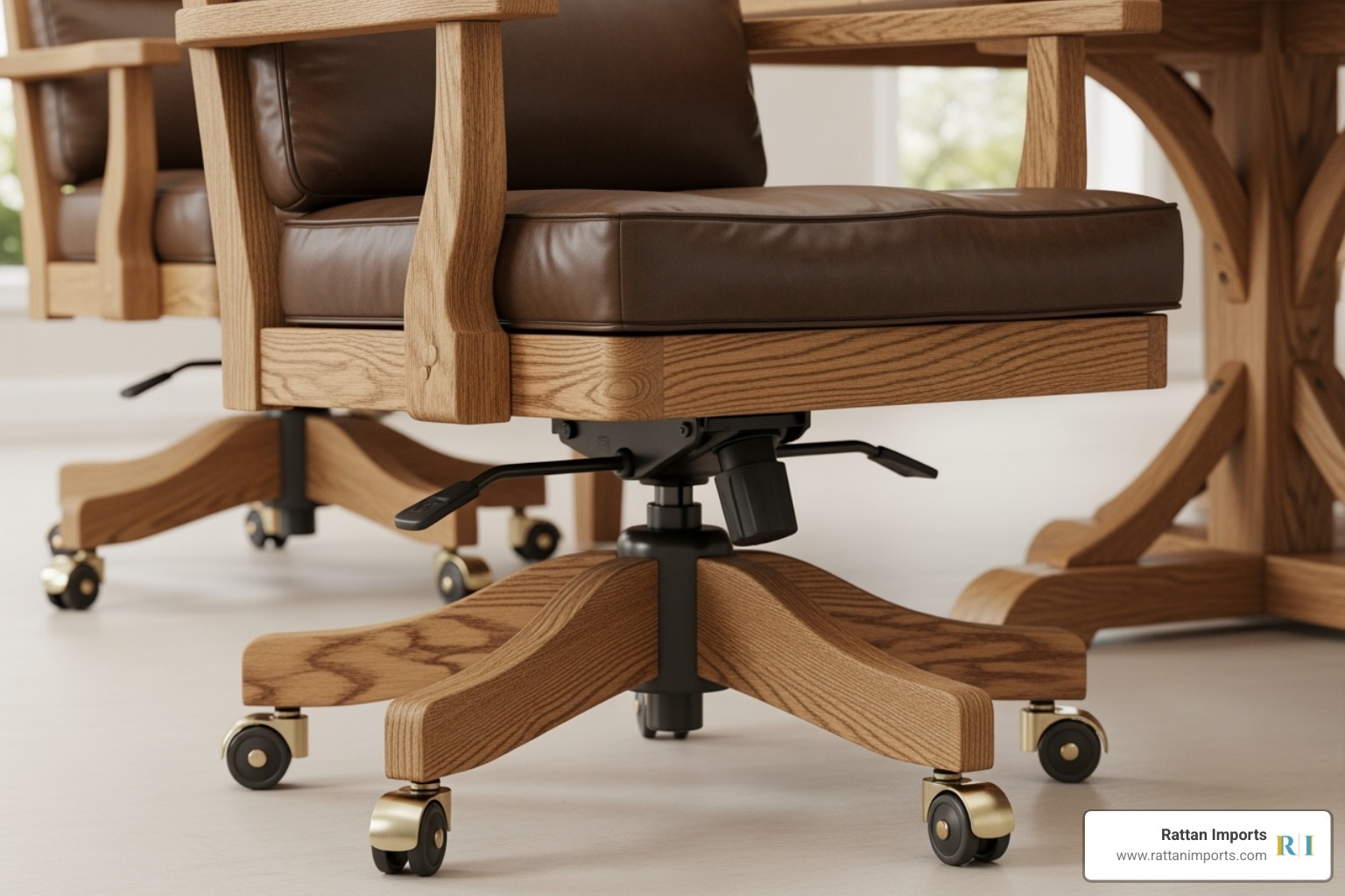 classic swivel tilt caster dining chair with oak frame - swivel tilt caster dining chairs