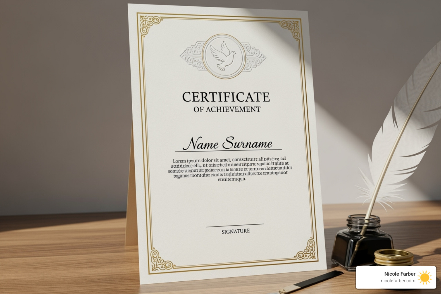 stylized certificate with a cross or dove symbol - faith based life coach certification