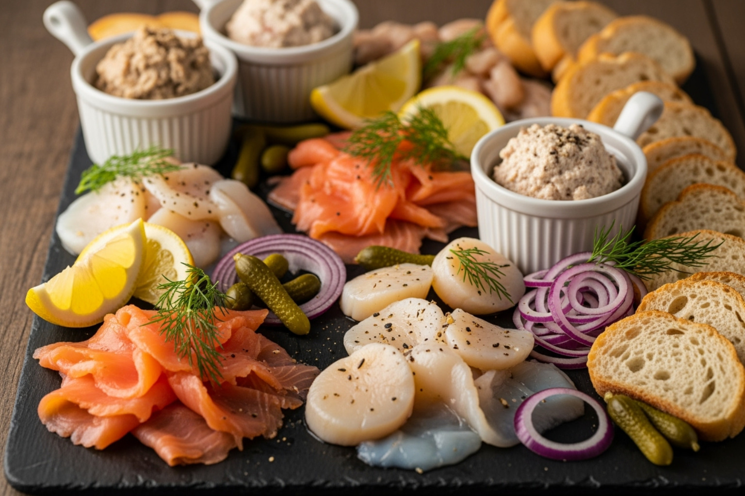 A beautifully plated "seacuterie" board - Local food trends