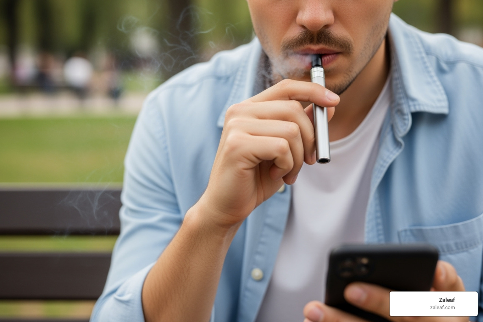 of a person discreetly using a vape pen - cart weed