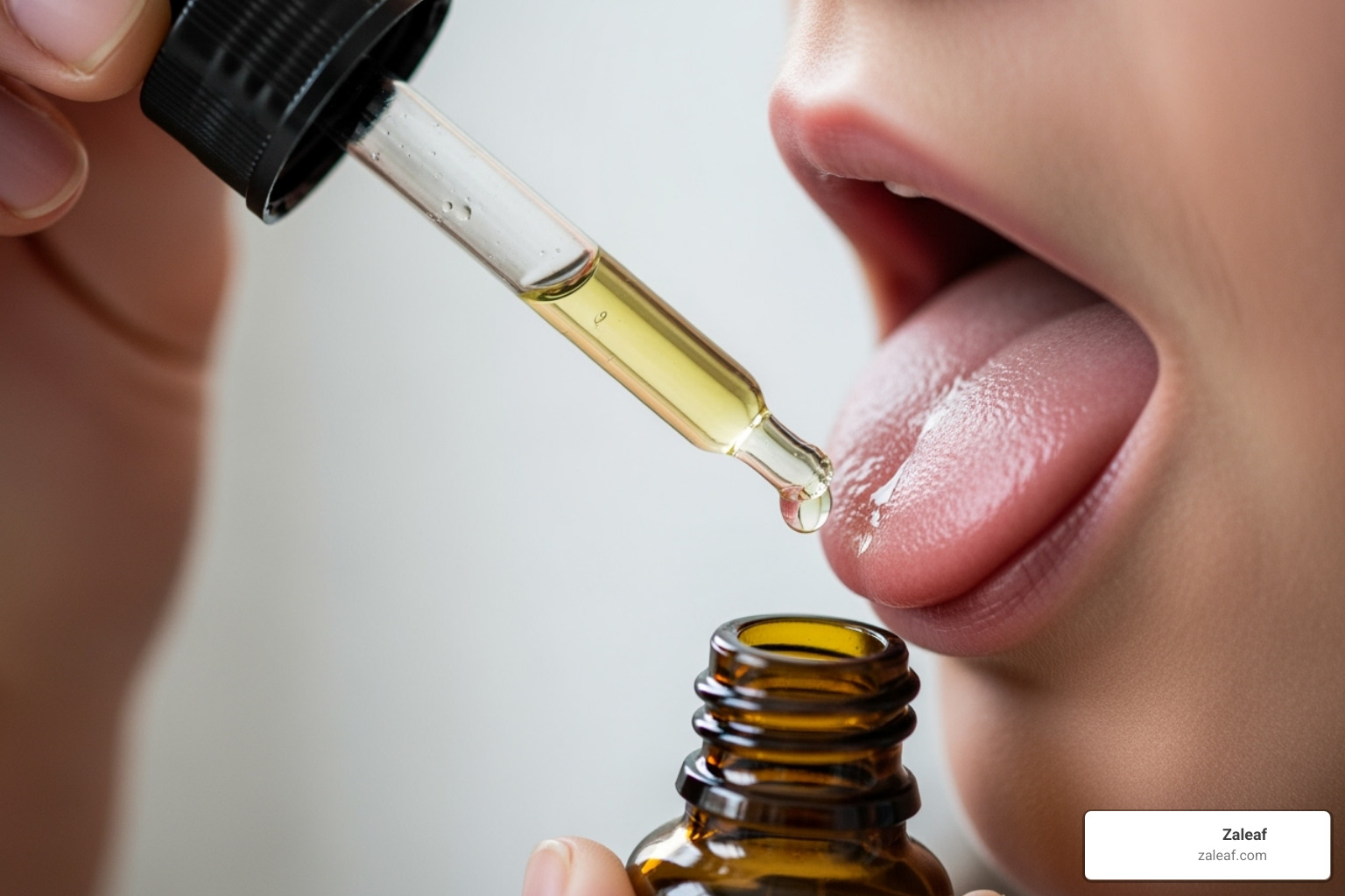 showing a person using a metered dropper correctly - Delta 8 tinctures online