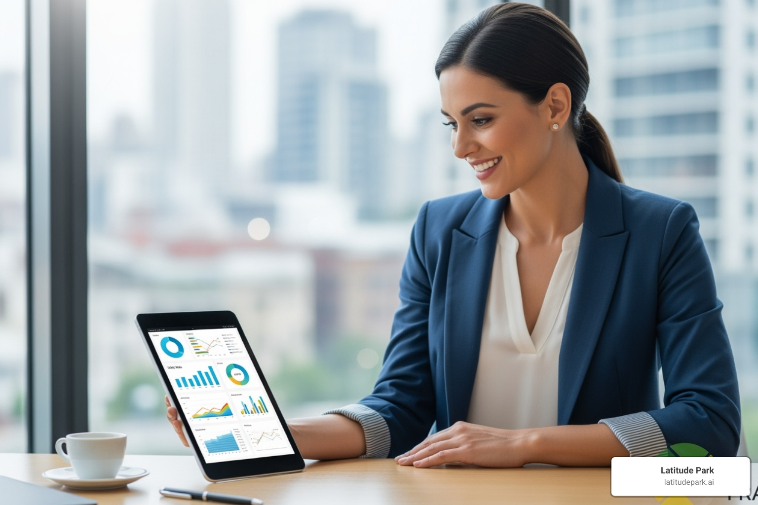 successful franchise owner looking at positive sales data on a tablet - multi-location localized social media ads