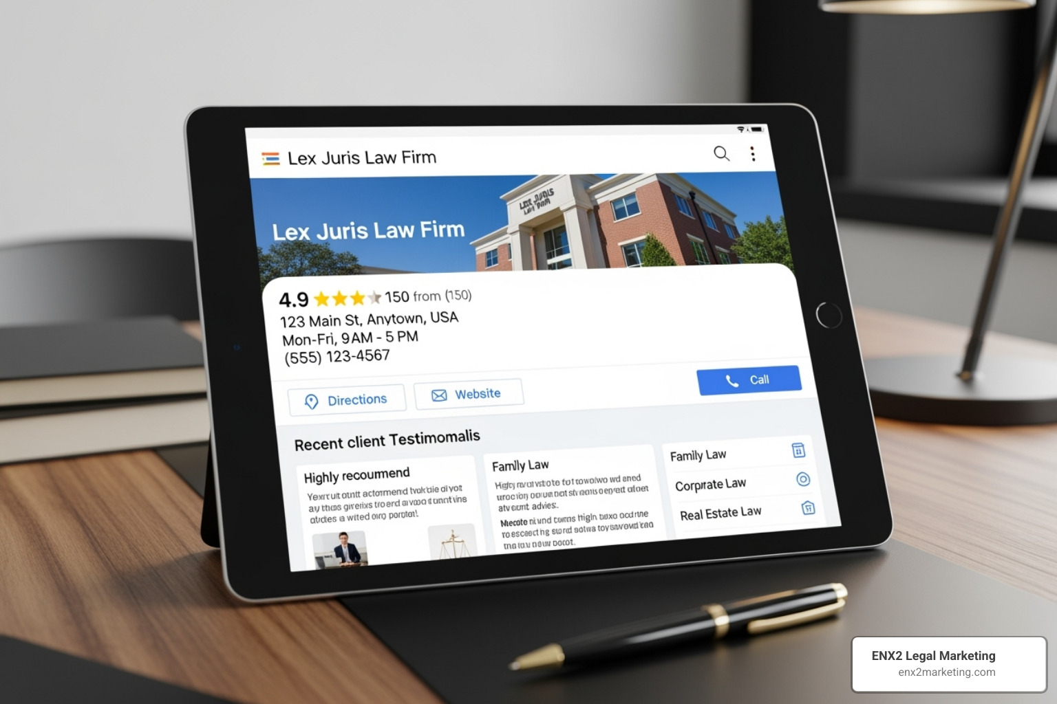 law firm's well-optimized Google Business Profile on a tablet - why is local seo important for law firms law firm's well-optimized Google Business Profile on a tablet - why is local seo important for law firms
