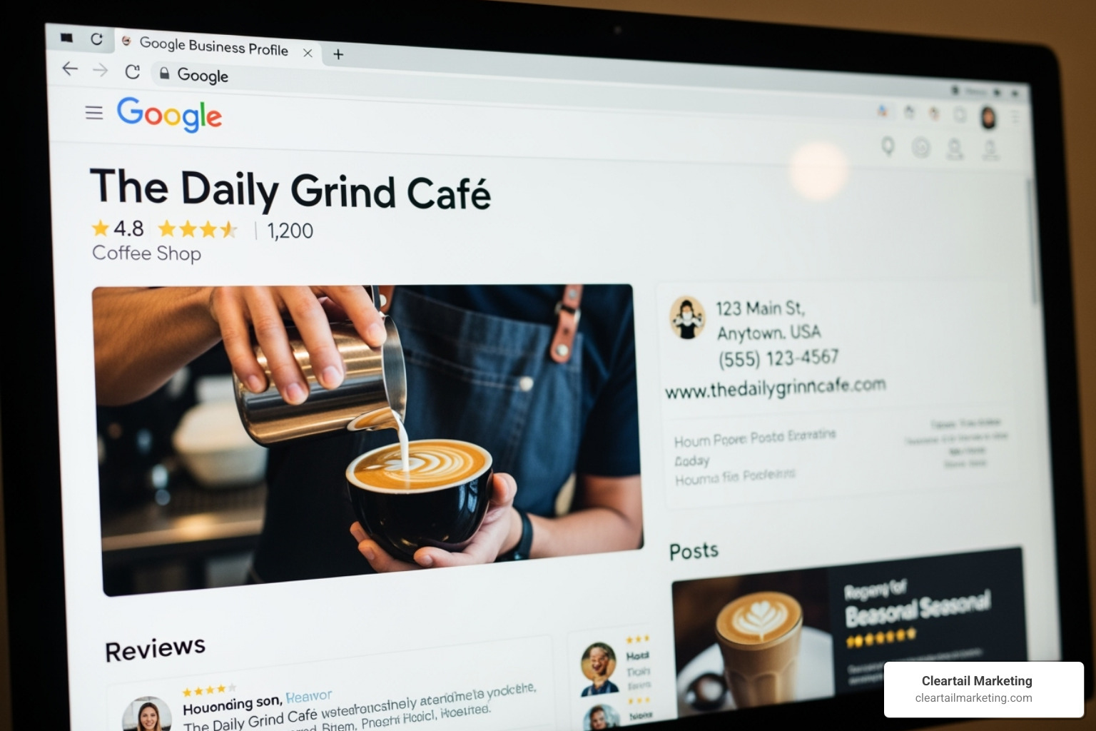 Image of a computer screen showing an optimized Google Business Profile - best local online advertising