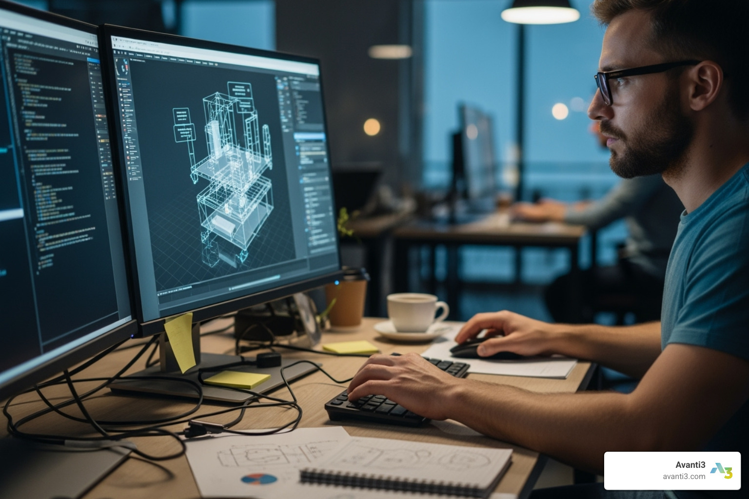 developer working on a complex 3D model for an AR app on a computer - ar apps development