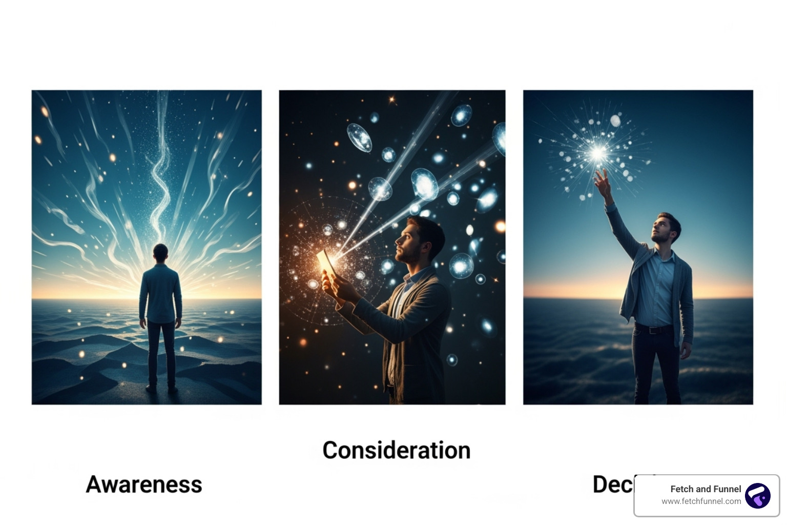 illustrating the buyer's journey stages (Awareness, Consideration, Decision) with corresponding content types - lead nurturing plan illustrating the buyer's journey stages (Awareness, Consideration, Decision) with corresponding content types - lead nurturing plan