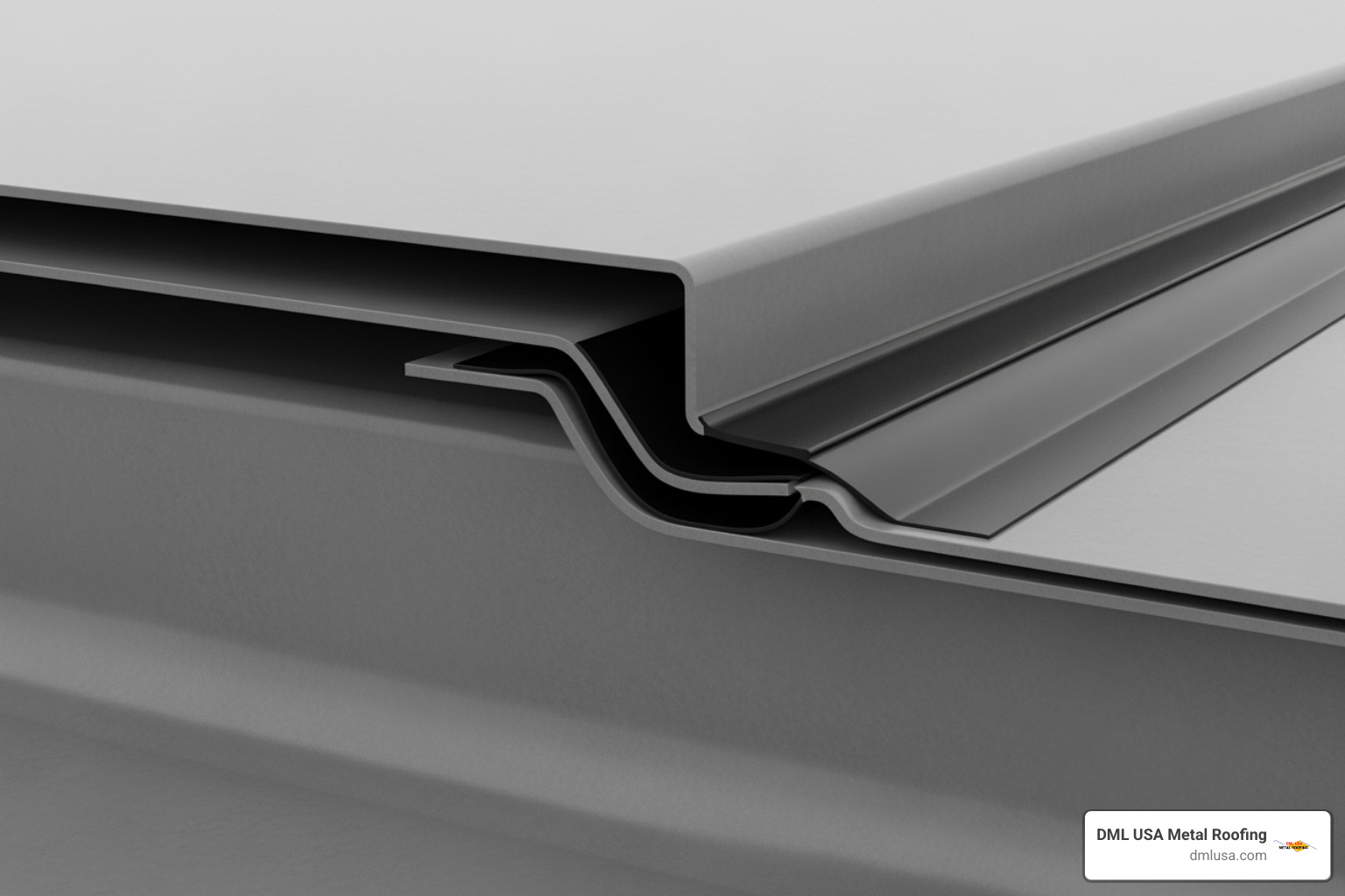 Cross-section of a sealed metal roof lap showing the butyl tape creating a seal - best butyl tape for metal roofing