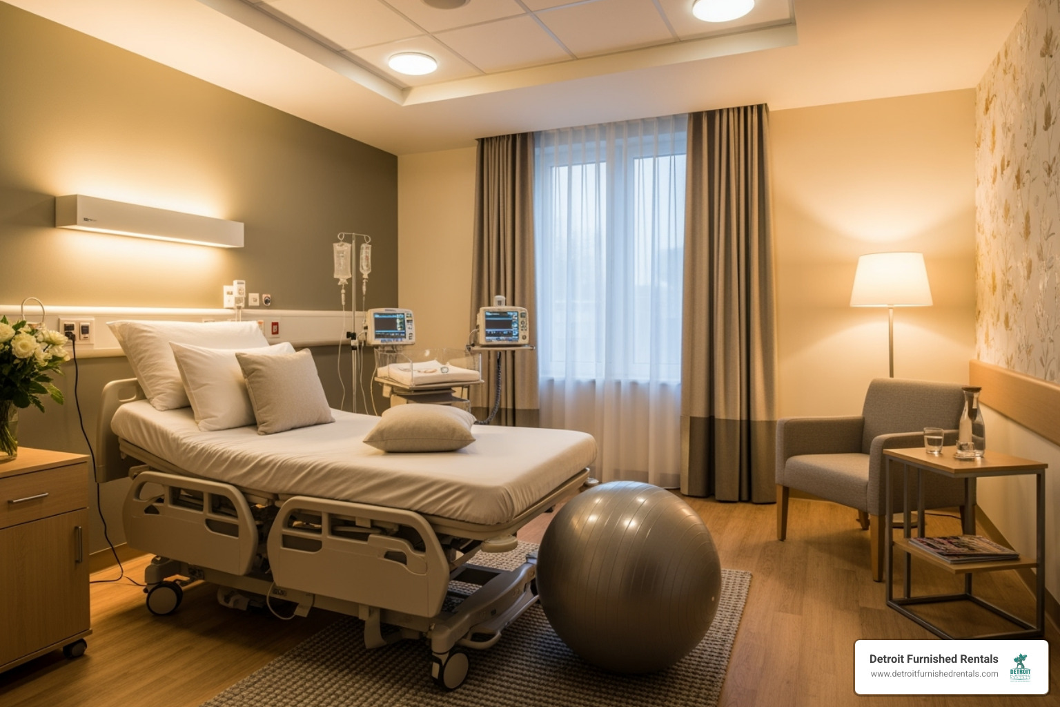 modern and comfortable birthing suite - st joseph hospital detroit mi