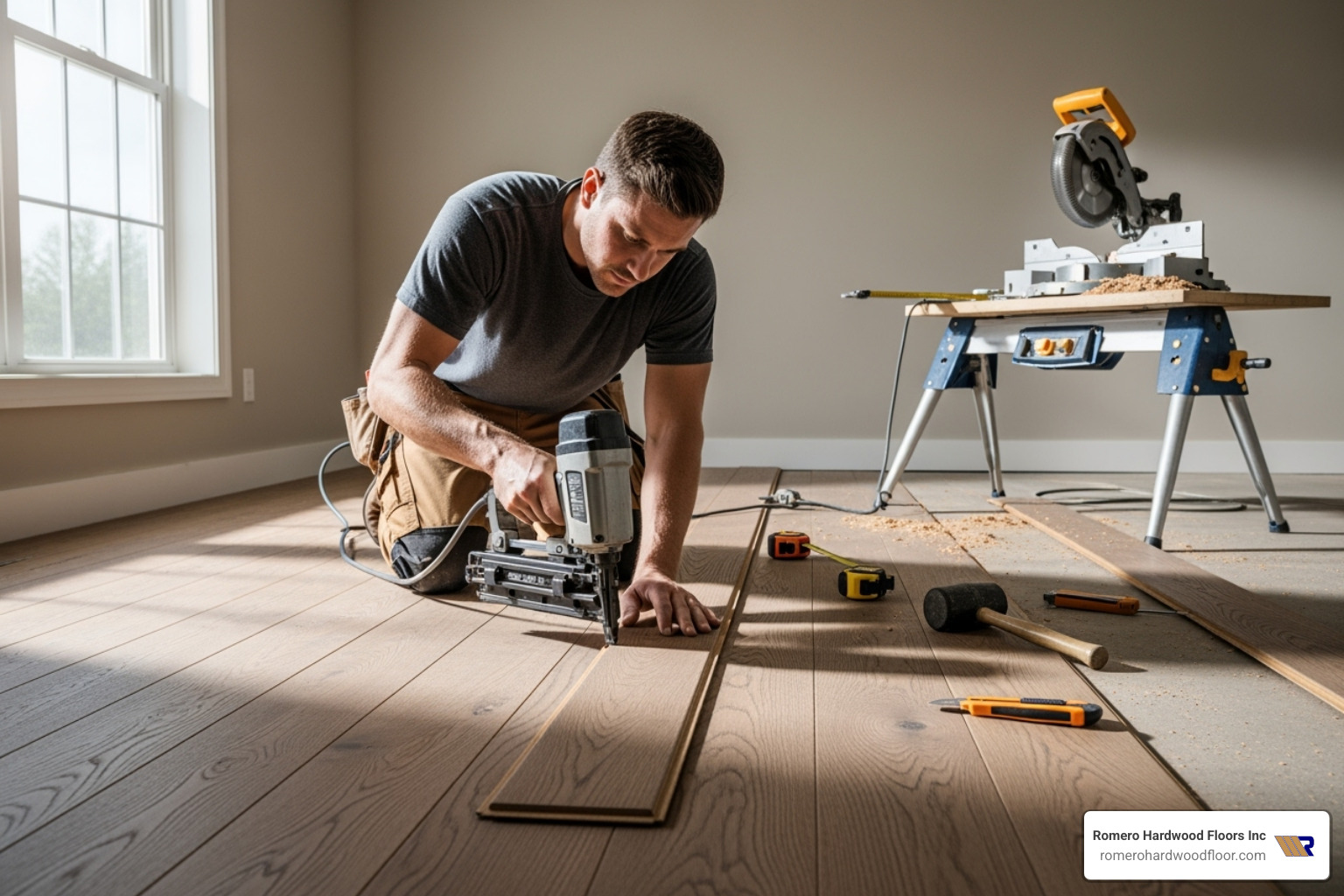 Professional installer using specialized tools - Best local flooring contractors Professional installer using specialized tools - Best local flooring contractors