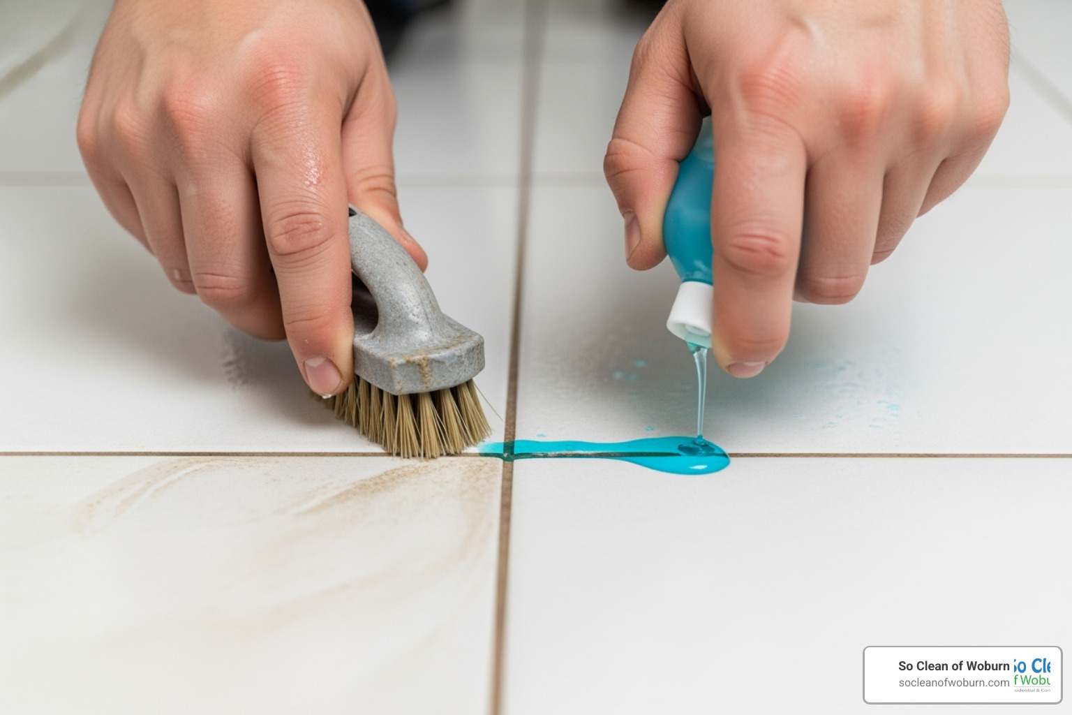 detailed cleaning task, like scrubbing tile grout detailed cleaning task, like scrubbing tile grout