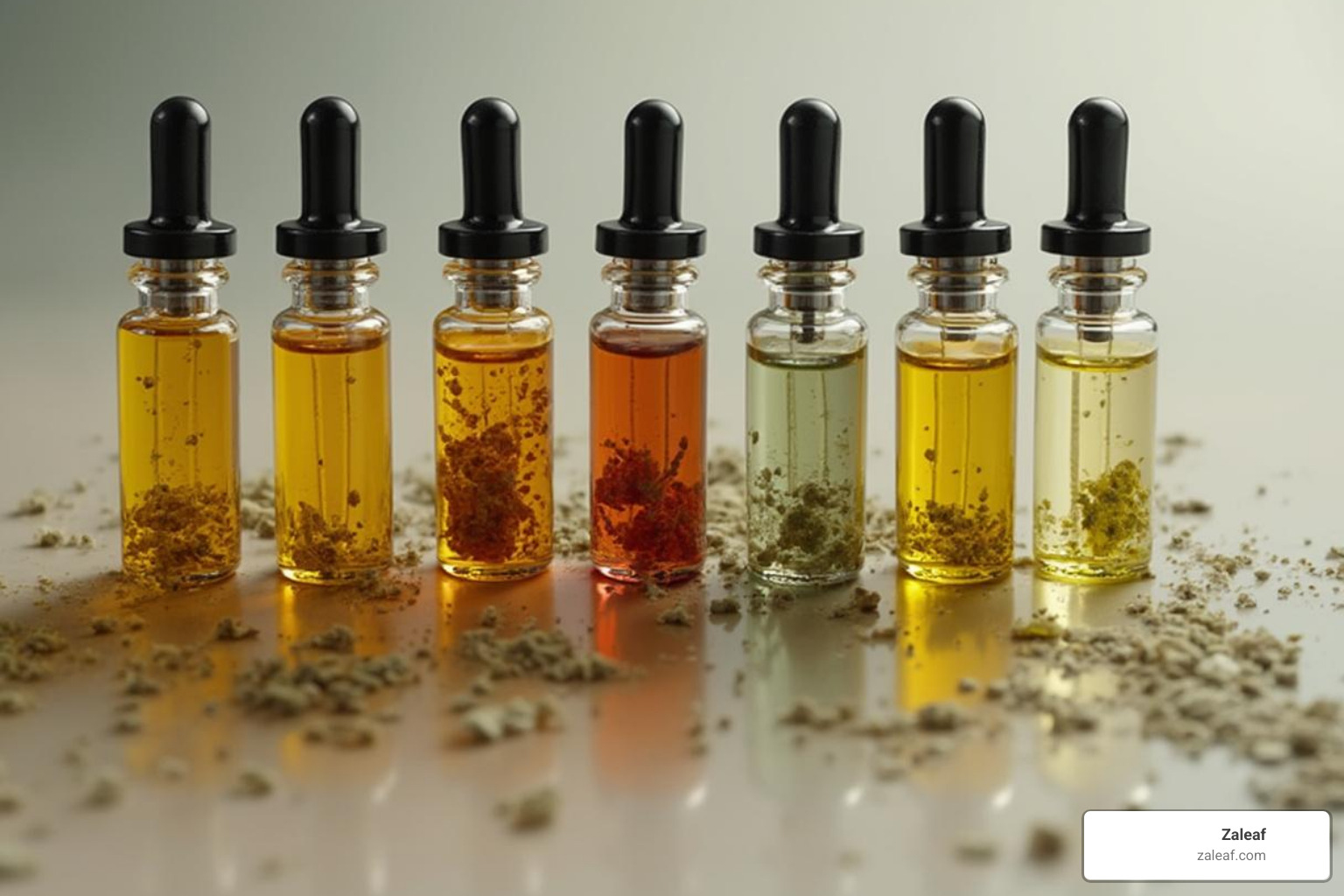 image of different cannabis oil colors and consistencies in glass cartridges - disposable cart
