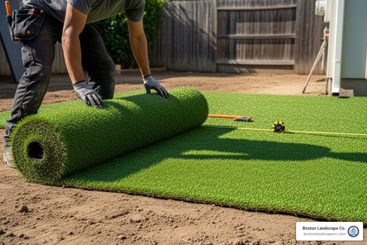 artificial turf being unrolled and positioned - Artificial Grass Installation artificial turf being unrolled and positioned - Artificial Grass Installation