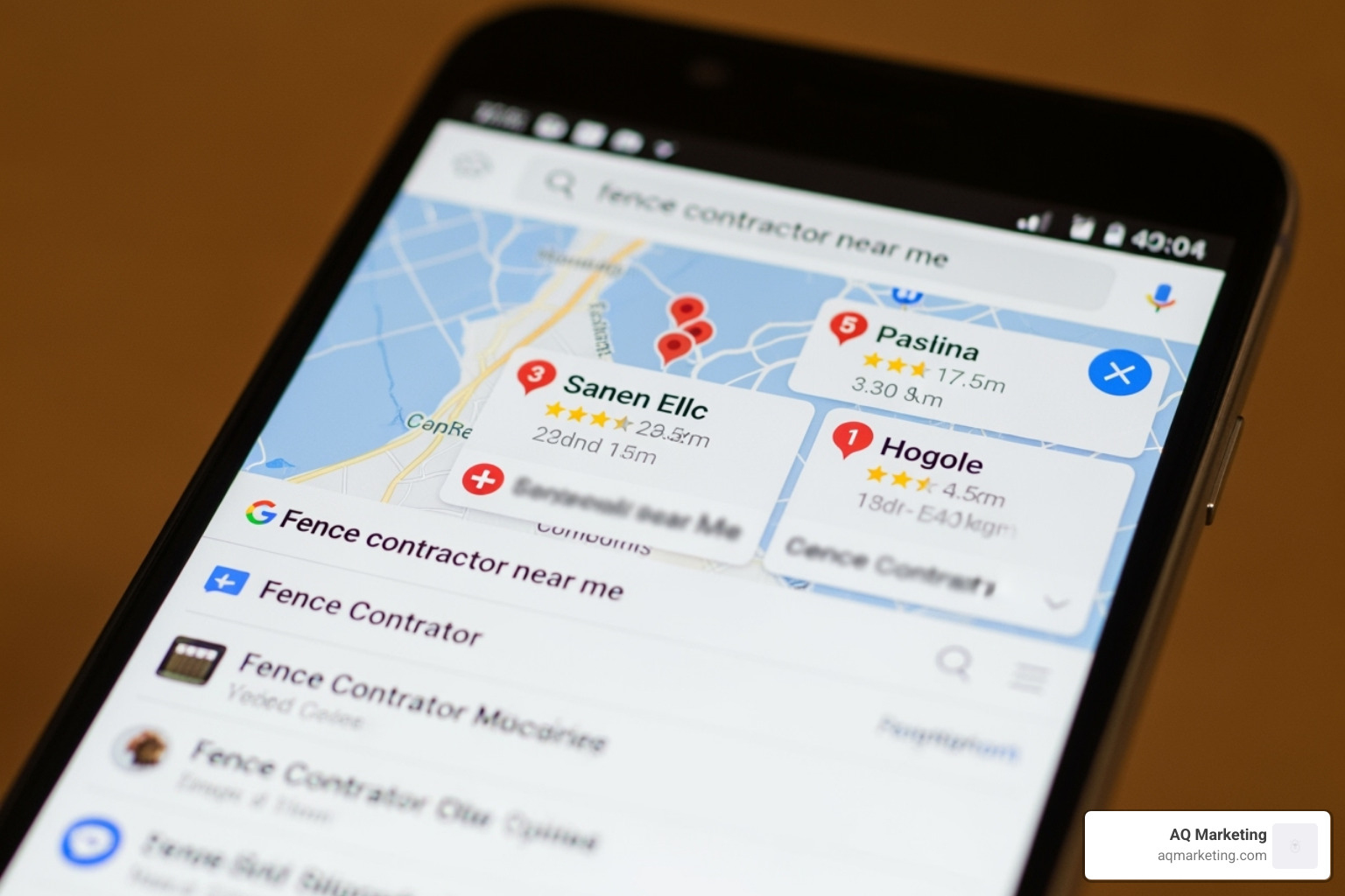 Google search results page showing a fence contractor in the local map pack - fence contractor website design Google search results page showing a fence contractor in the local map pack - fence contractor website design