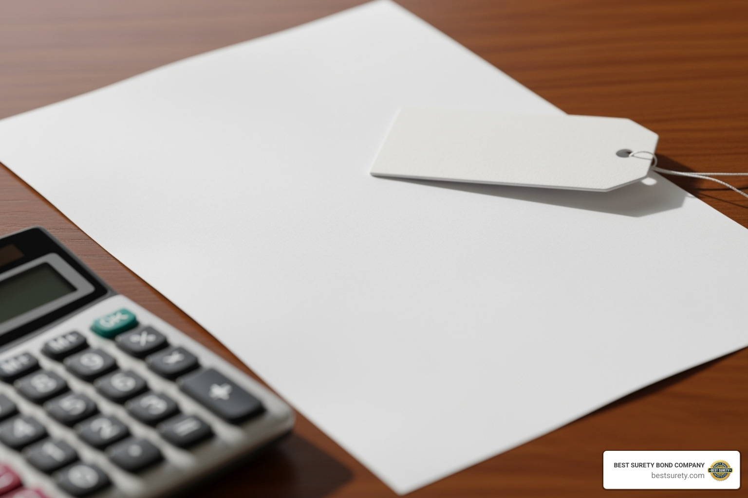 document with a price tag and calculator - how to get bonded