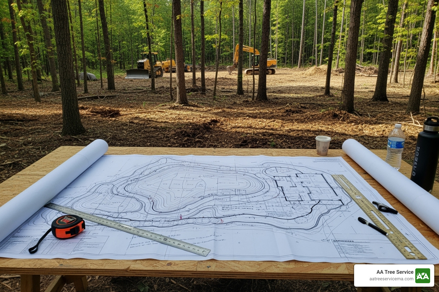 contractor discussing plans with a homeowner on a wooded lot - local land clearing companies contractor discussing plans with a homeowner on a wooded lot - local land clearing companies