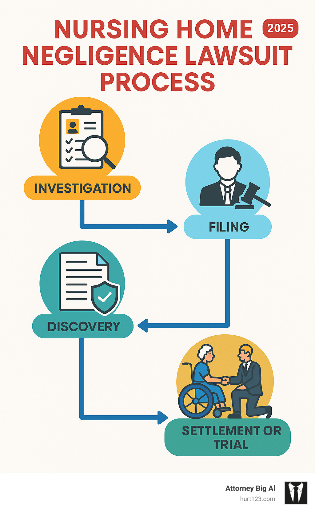 Infographic showing the step-by-step process of a nursing home negligence lawsuit - nursing home lawyers near me infographic Infographic showing the step-by-step process of a nursing home negligence lawsuit - nursing home lawyers near me infographic