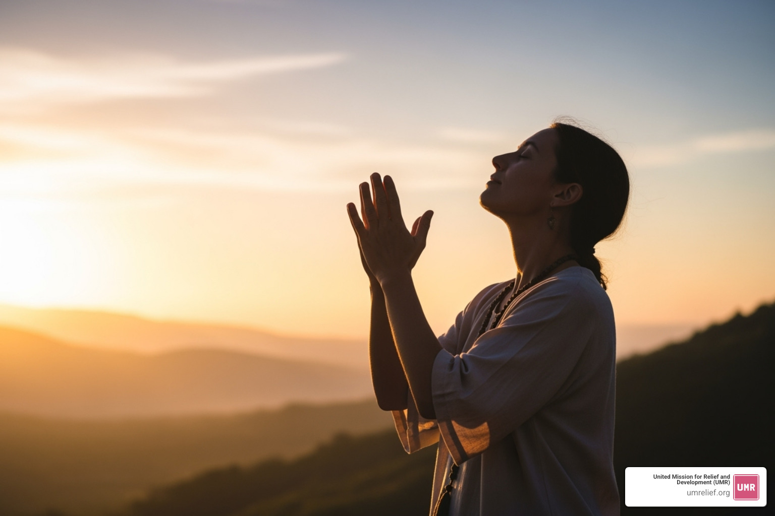 A person praying with gratitude - virtues of sadaqah