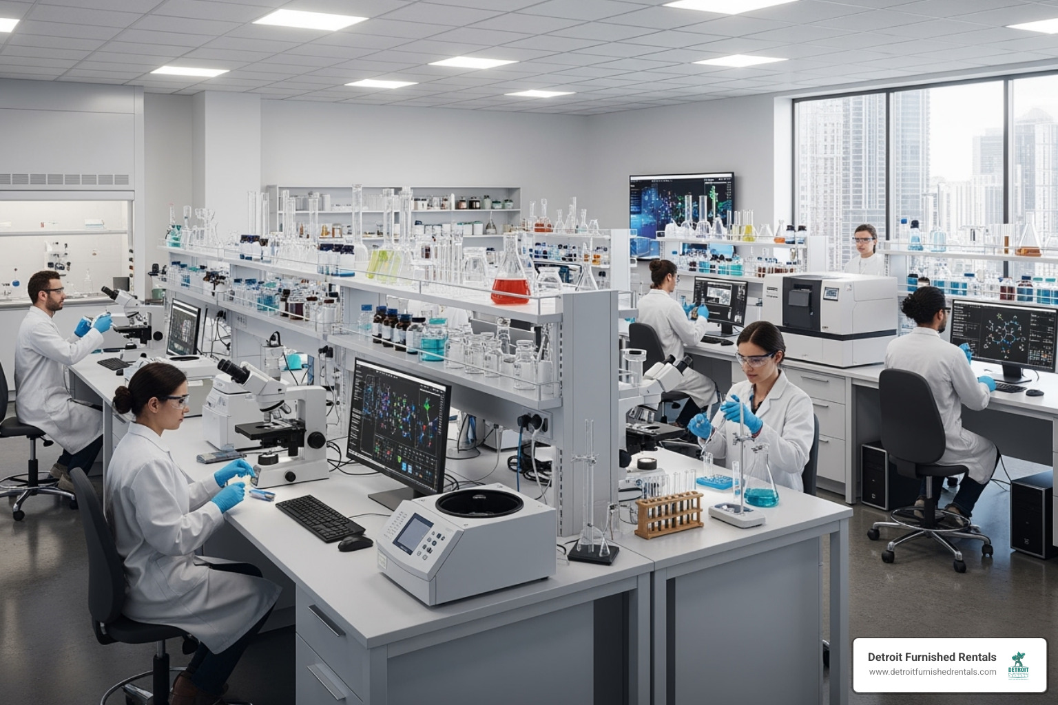 a modern research laboratory setting - detroit women's hospital