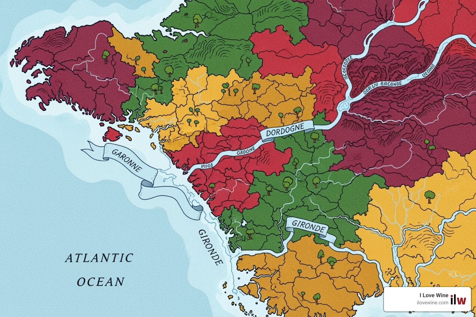 map of the Bordeaux wine regions - best bordeaux vineyards to visit