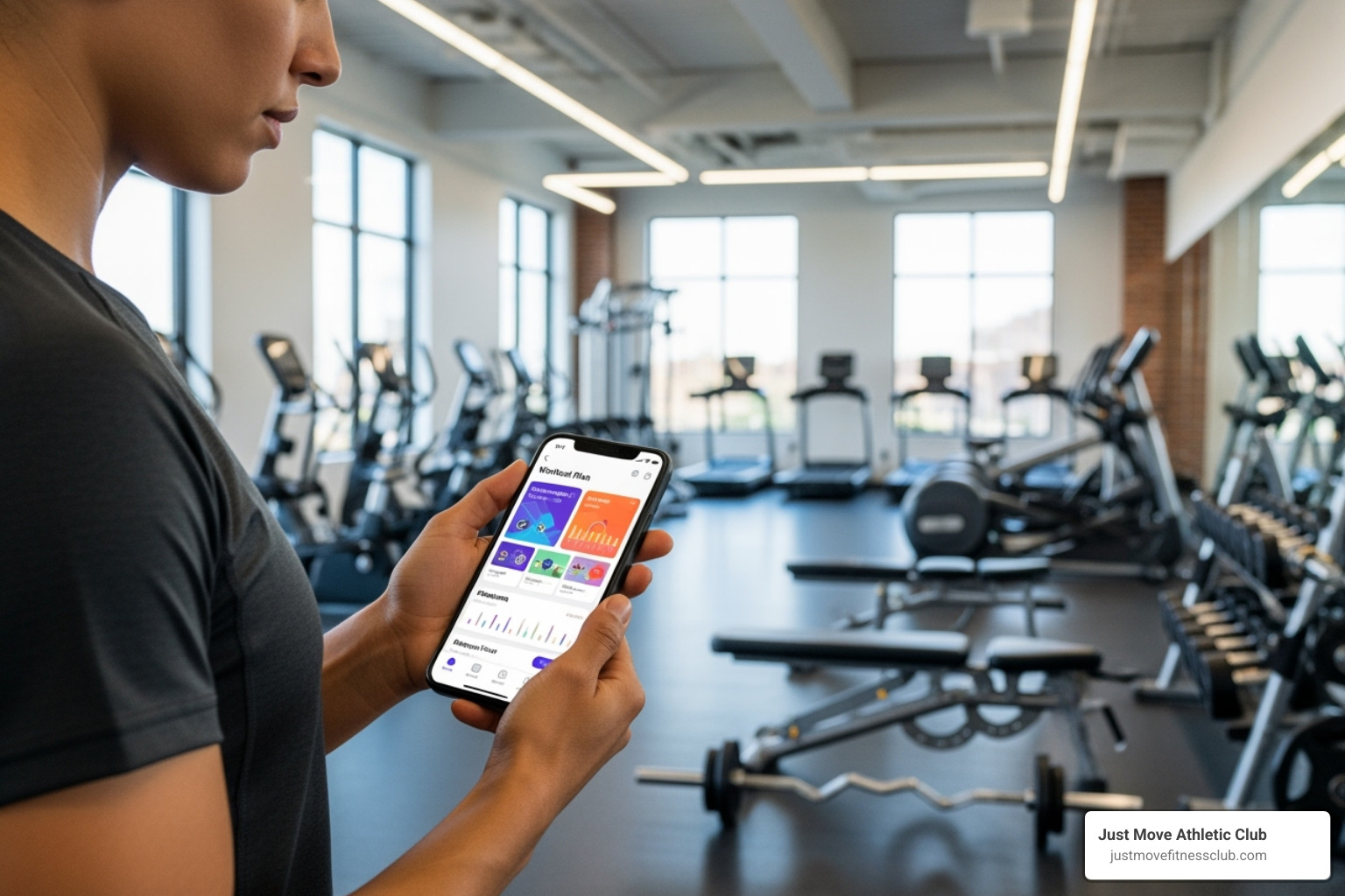 someone using a Fit3D body scanner or a gym's mobile app - gym amenities