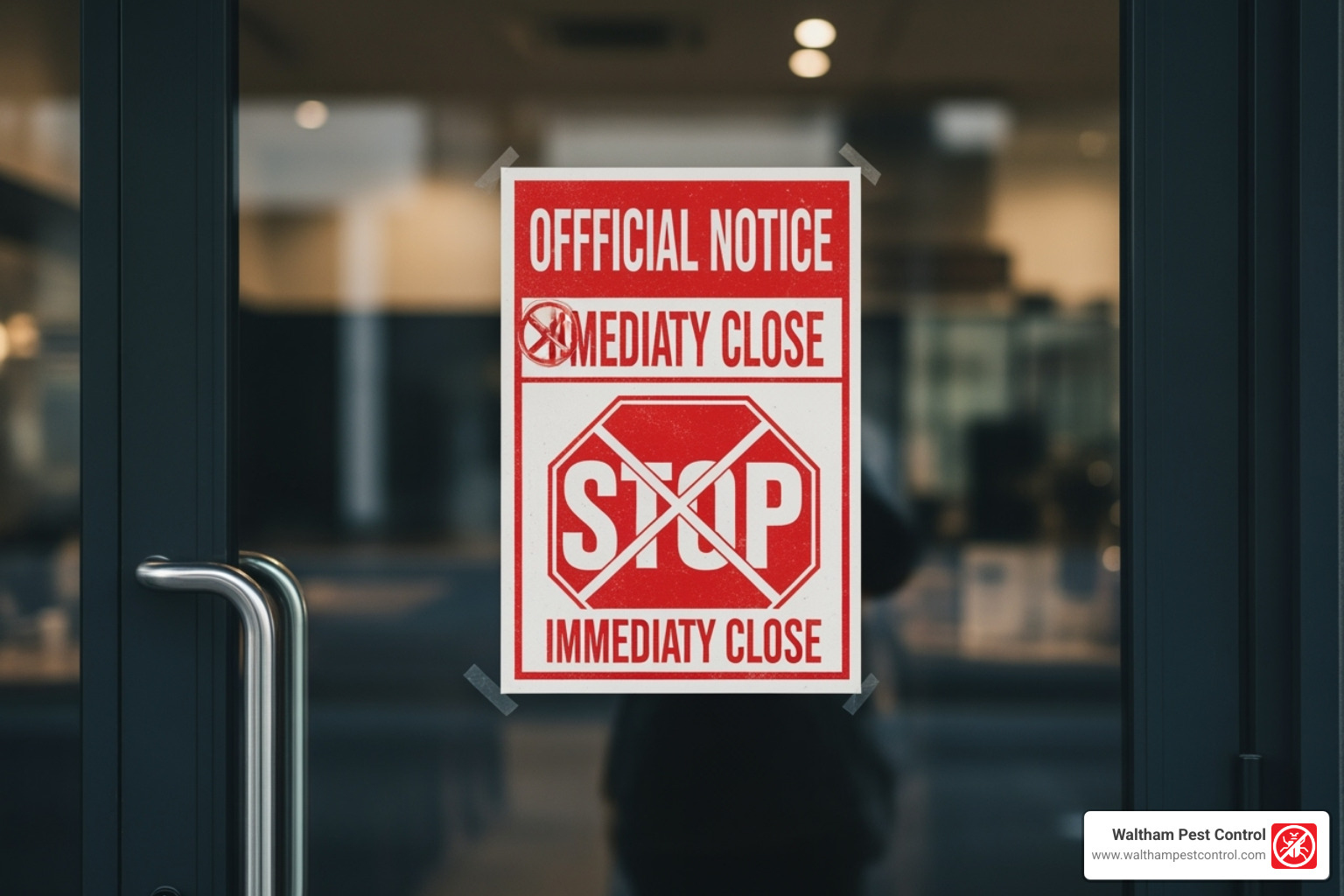 Closed by Health Department sign - Commercial Pest Company