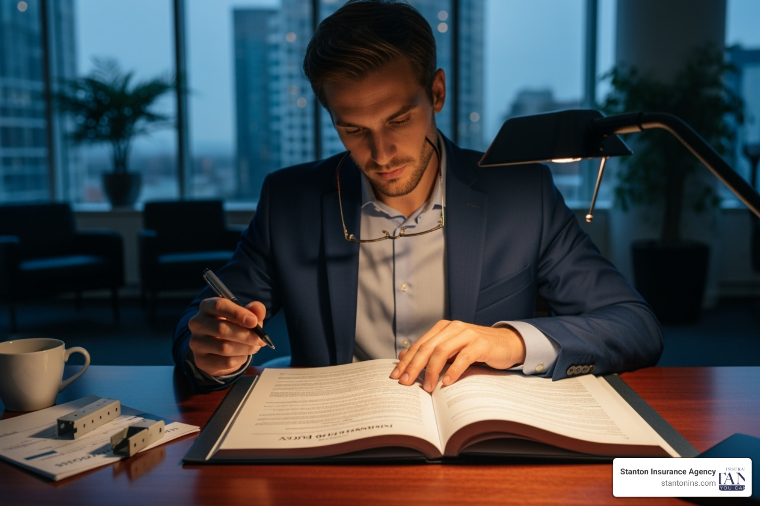 A professional reviewing an insurance policy document, highlighting the importance of understanding coverage. - directors and officers liability insurance explained