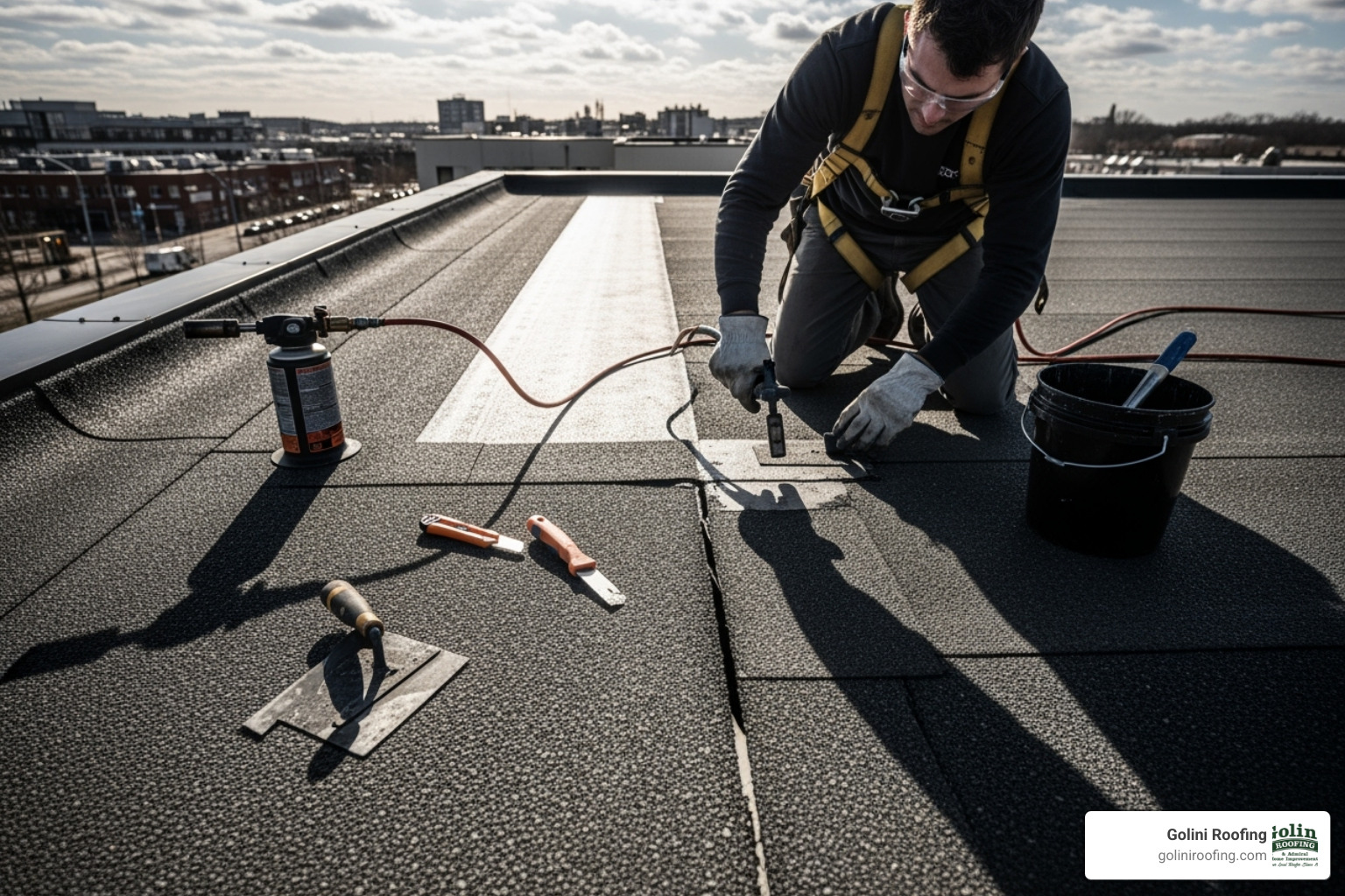 professional roofer using infrared scanner - flat roofing repair professional roofer using infrared scanner - flat roofing repair