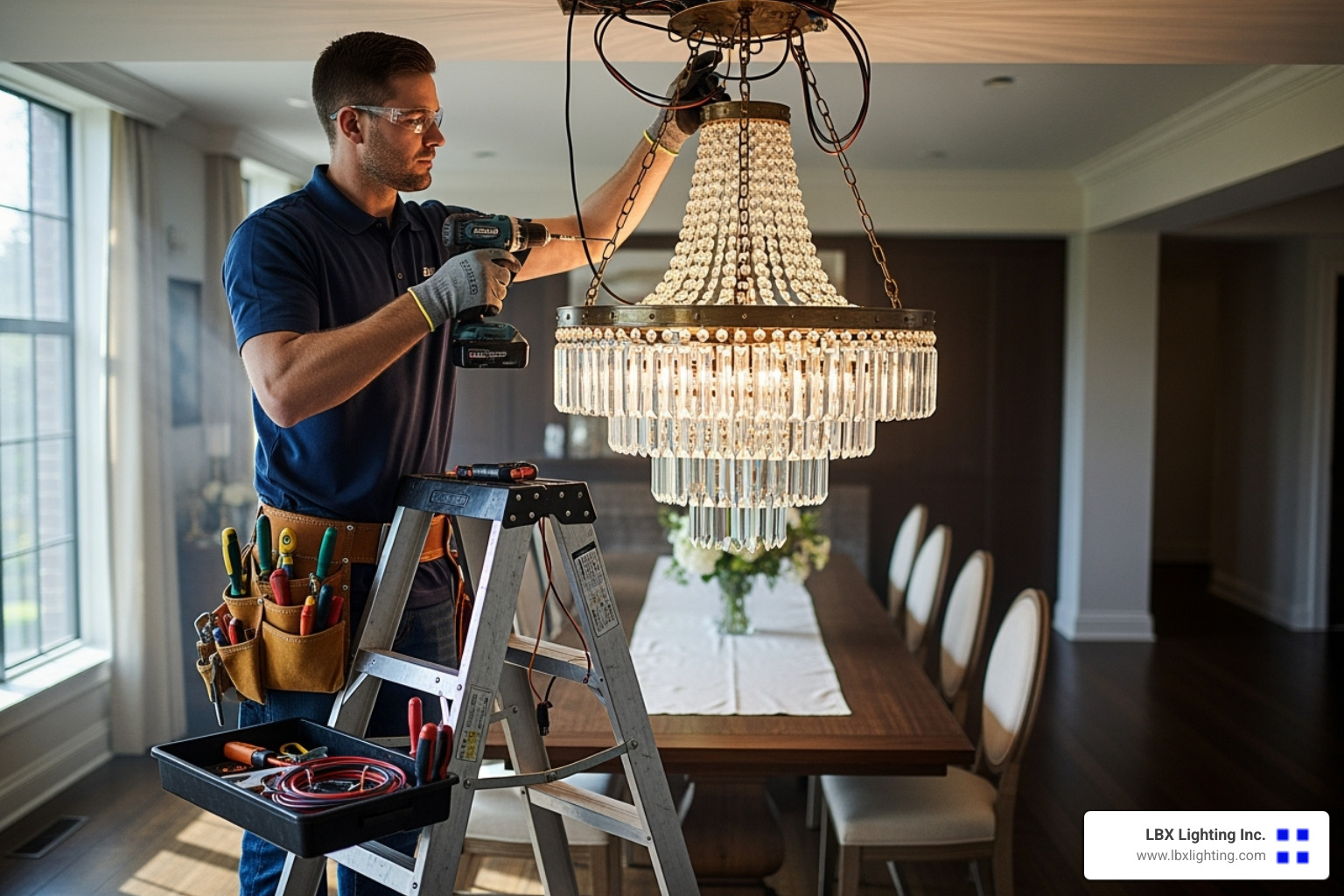professional safely installing a heavy chandelier - statement chandelier dining room