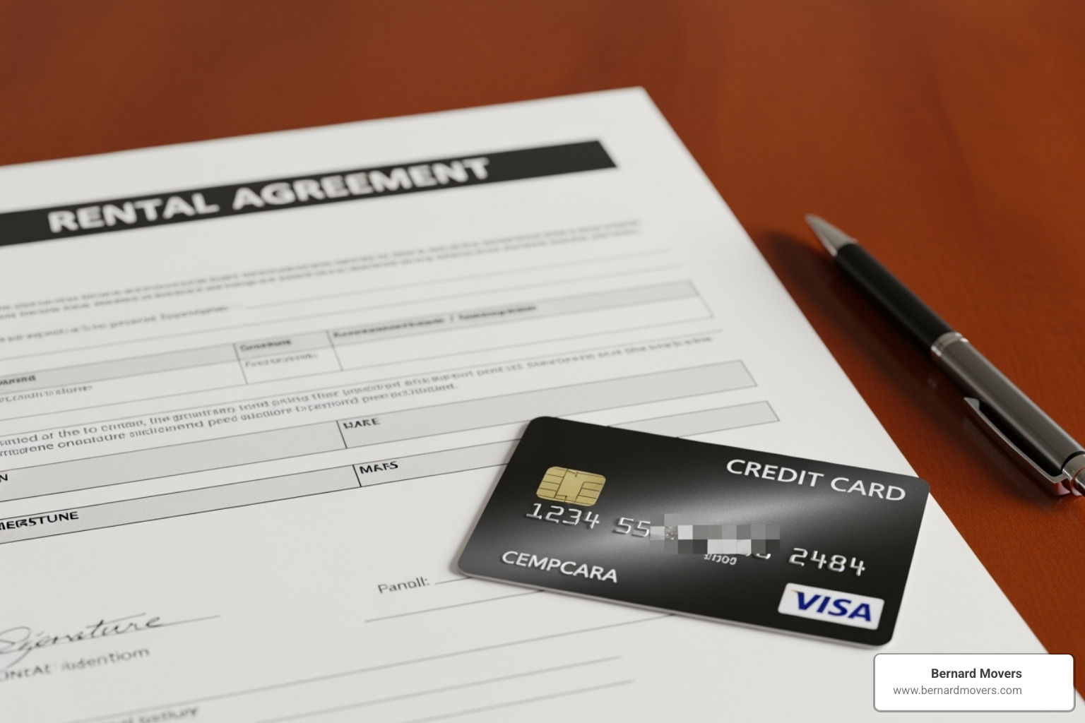 Rental agreement and a credit card - Chicago moving truck rental