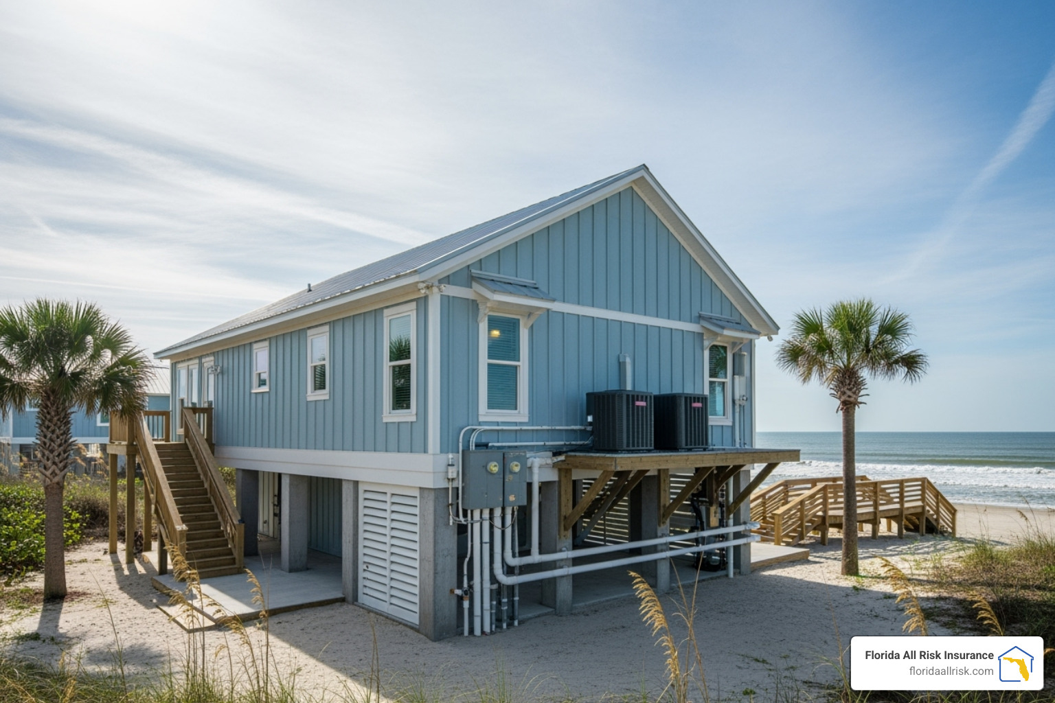 Home with visible flood mitigation features like flood vents and liftd utilities - florida flood insurance rate rate map Home with visible flood mitigation features like flood vents and liftd utilities - florida flood insurance rate rate map