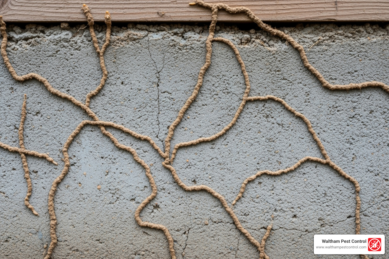 Termite mud tubes on a foundation - pest control watertown