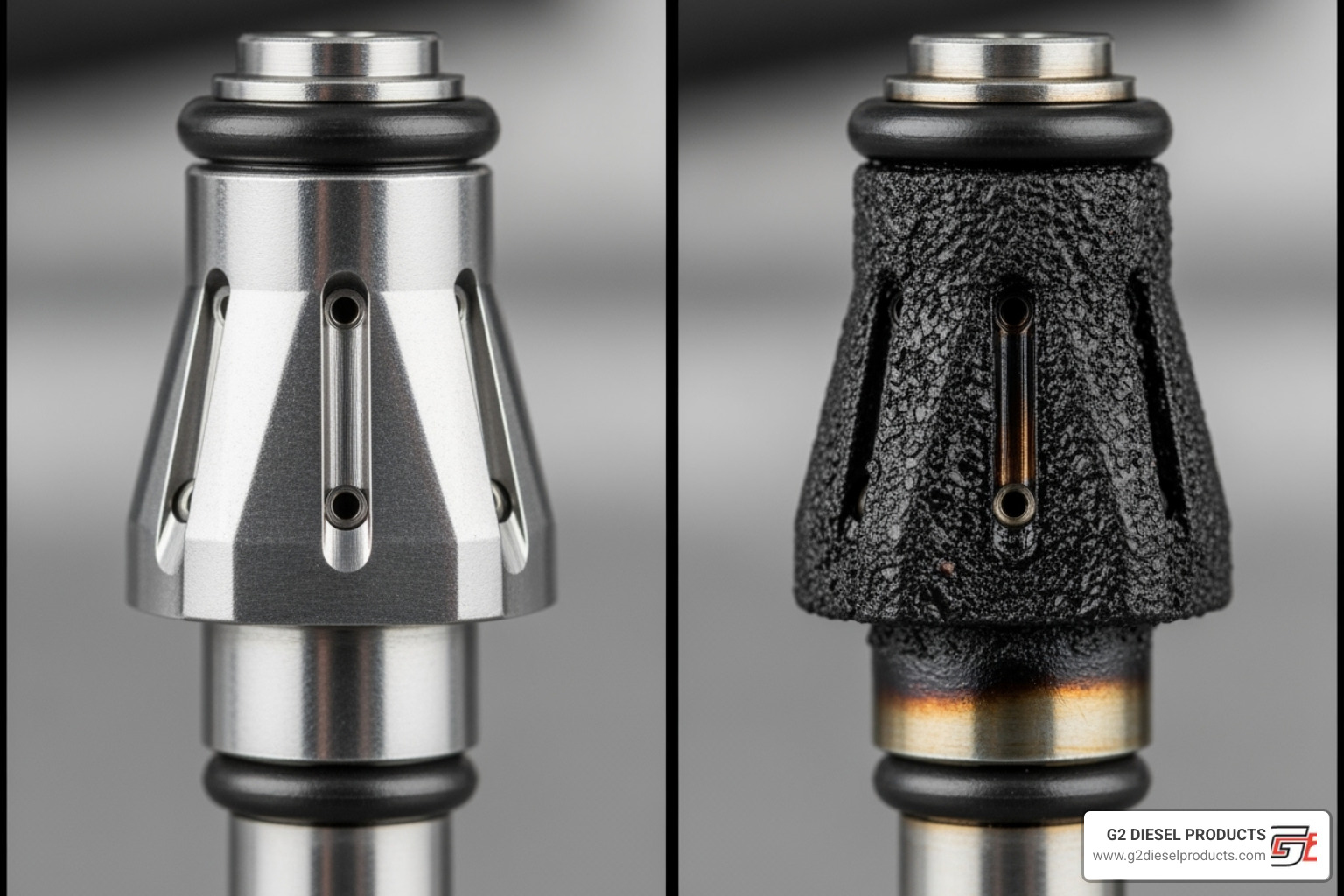Clean vs. Clogged Diesel Injector - Fuel injector problems diesel