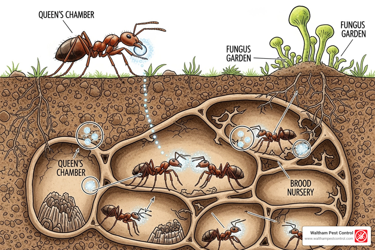 diagram showing how a non-repellent spray is carried back to an ant colony - ant spray indoor and outdoor diagram showing how a non-repellent spray is carried back to an ant colony - ant spray indoor and outdoor