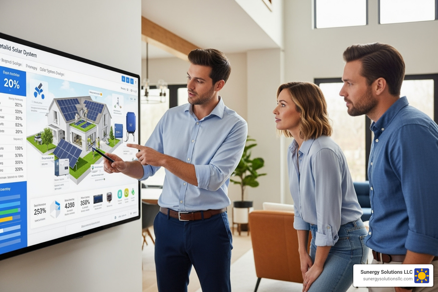 a friendly solar consultant explaining a system design to a homeowner - solar panel company ri a friendly solar consultant explaining a system design to a homeowner - solar panel company ri